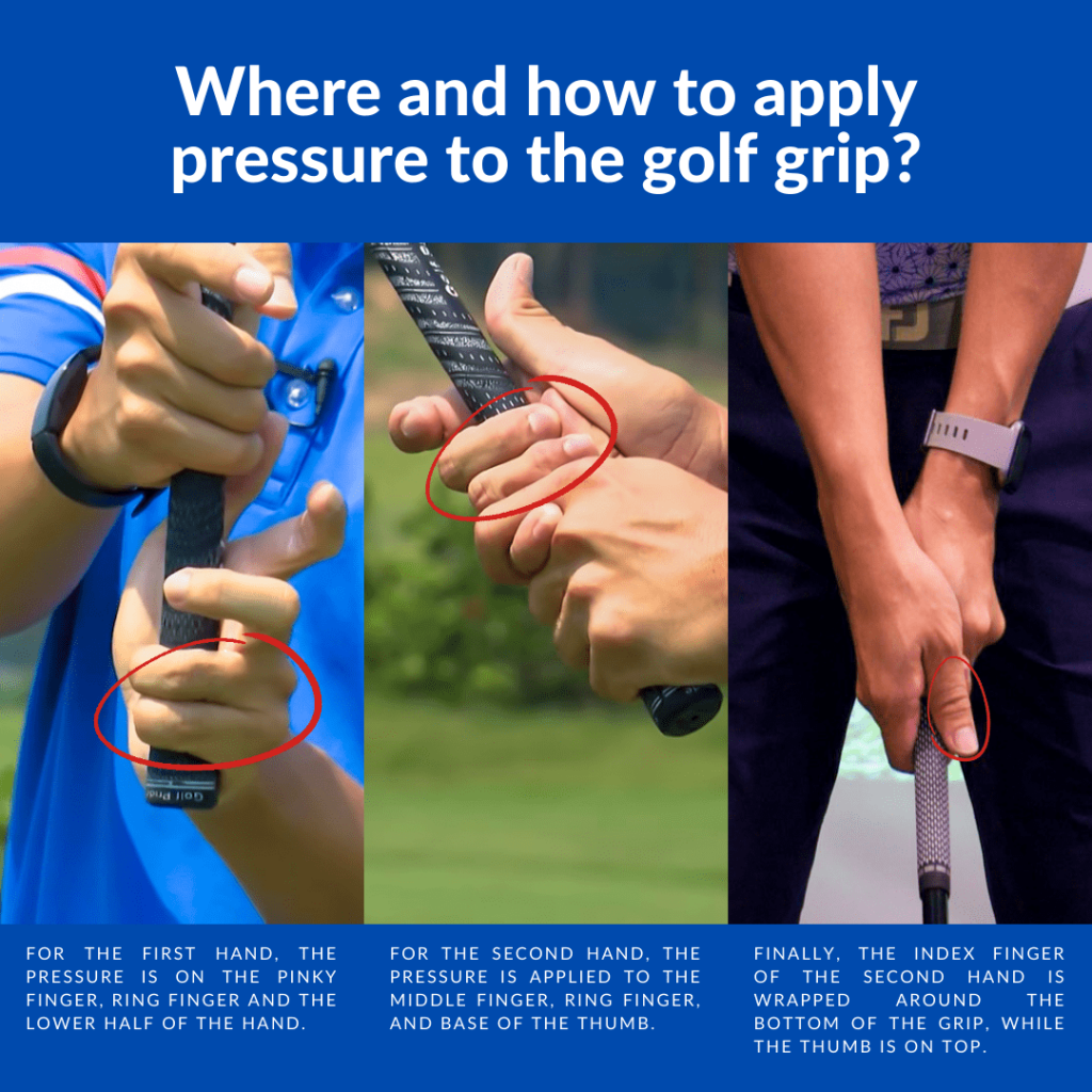 Where and how to apply pressure to the golf grip?