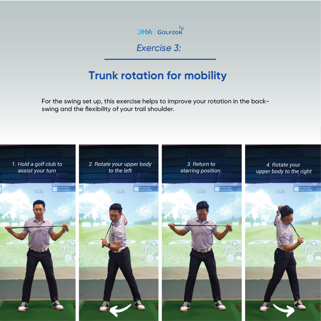 Golf warm up 3:  Trunk rotation for mobility and warming up
